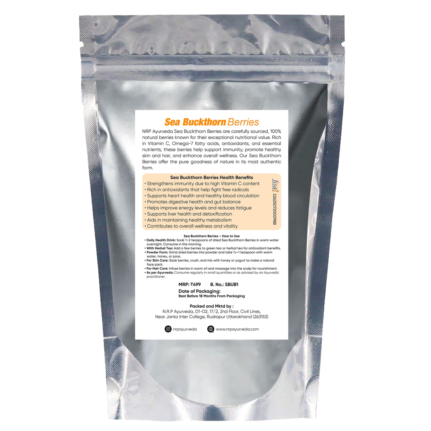 Sea Buckthorn Dried Berries (100gm)